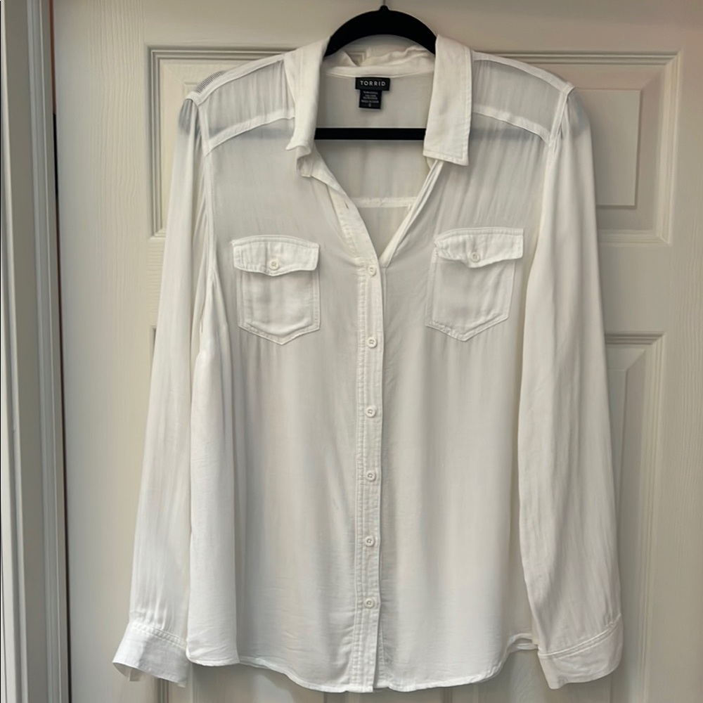 Torrid Classic White button down Blouse